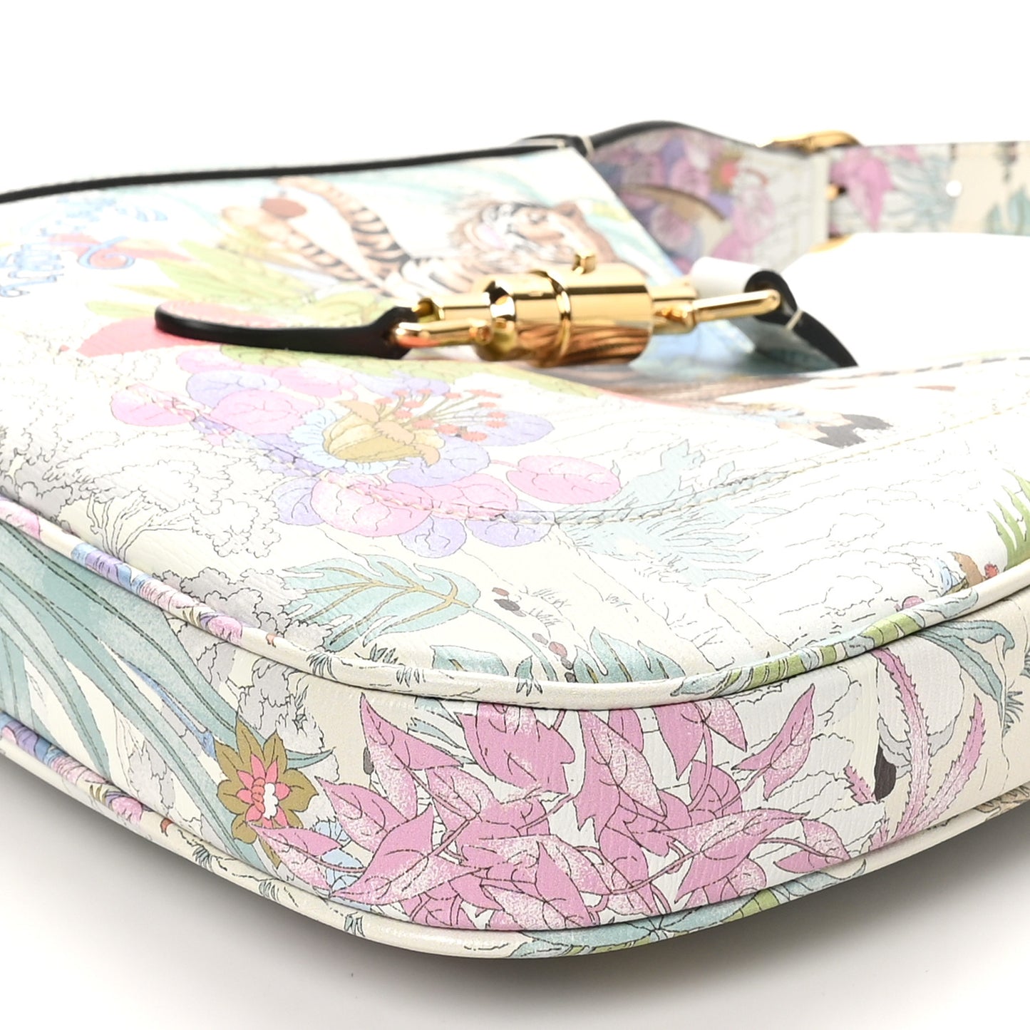 New Shangai Calfskin Tiger Savanah Small Jackie 1961 Hobo Chalky White Multicolor
