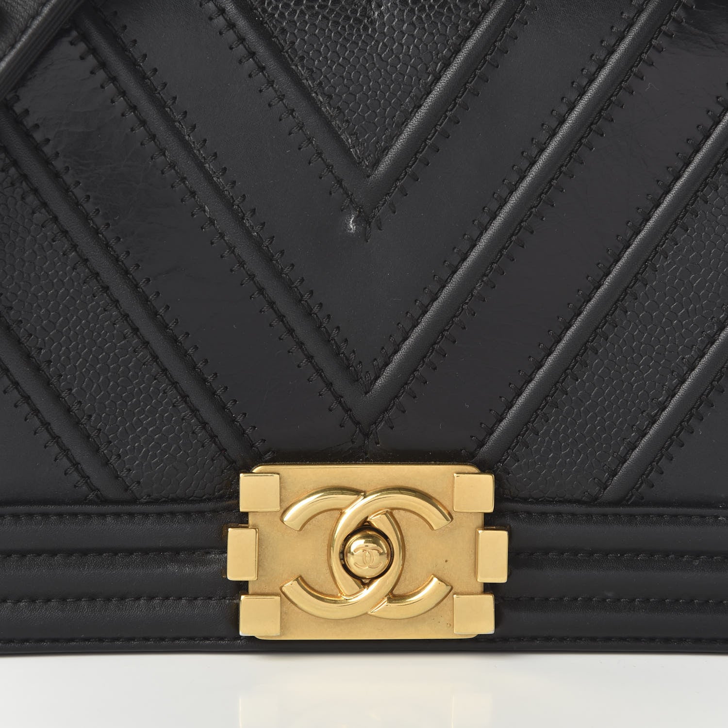 Chanel Caviar Glazed Calfskin Chevron Medium Boy Flap Black 10 of 12