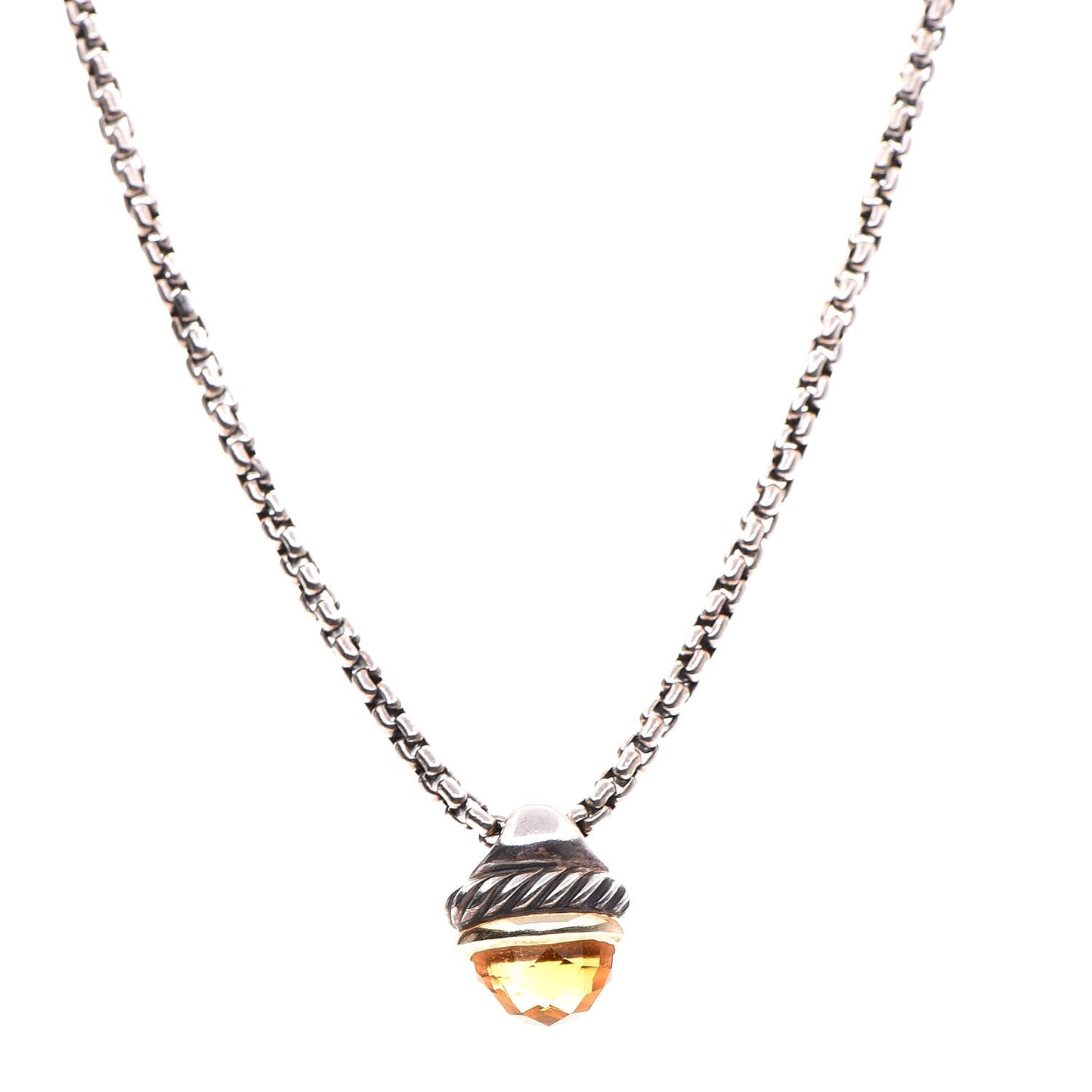 Sterling Silver 14K Gold 10mm Citrine Acorn Pendant