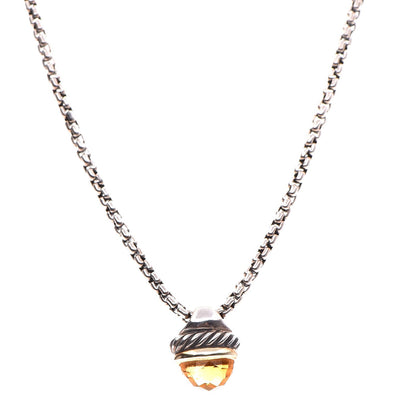 David Yurman Sterling Silver 14K Gold 10mm Citrine Acorn Pendant 1 of 6