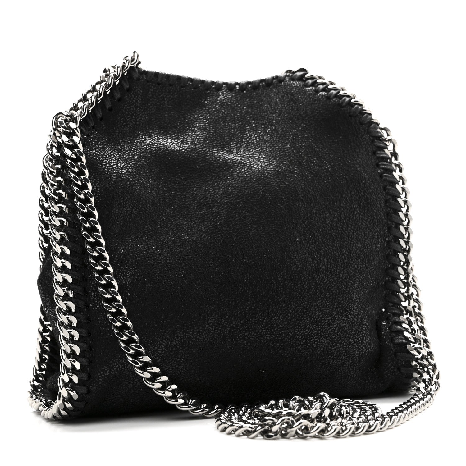 Stella McCartney Shaggy Deer Crystal Stones Heart Tiny Falabella Tote Black 3 of 9