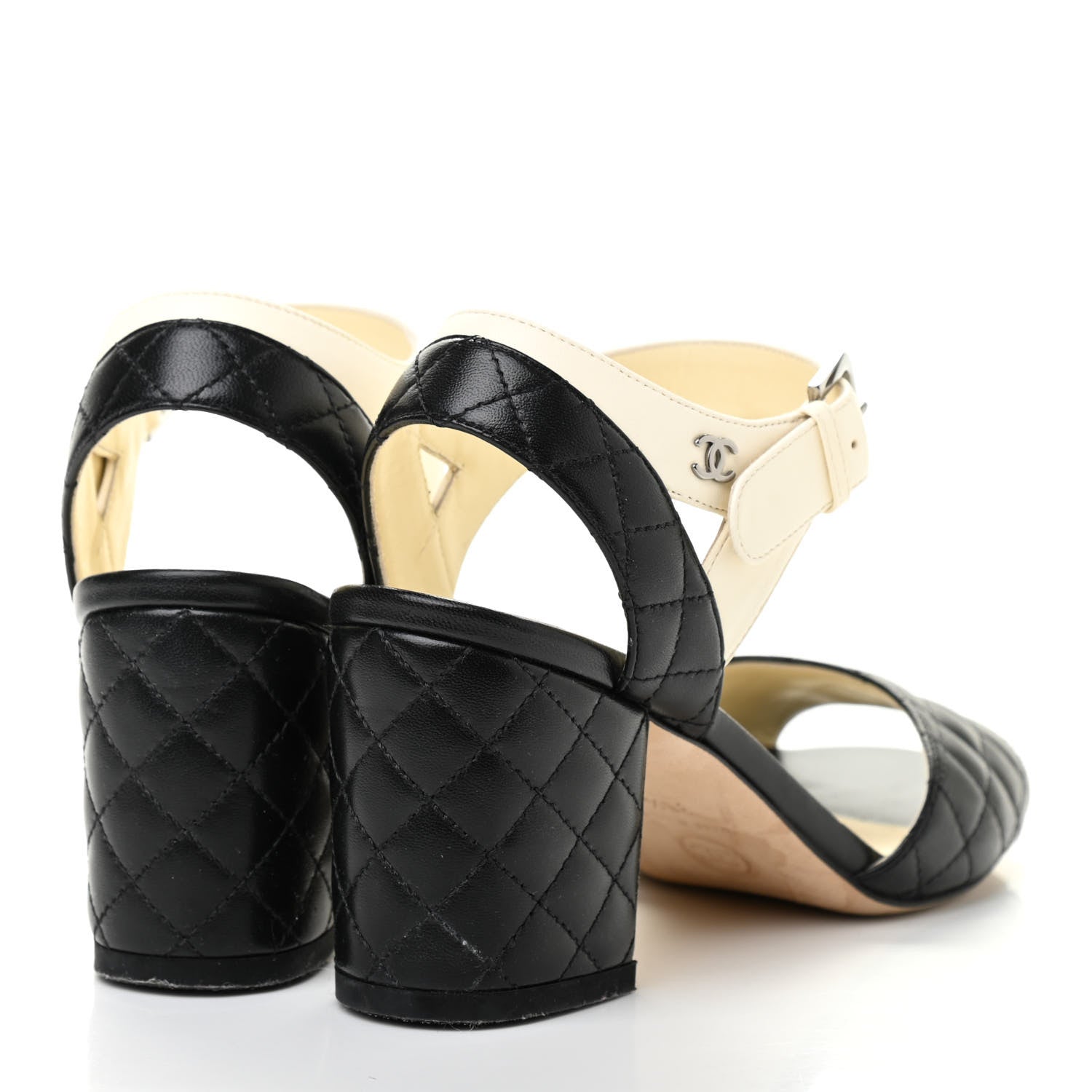 Chanel Lambskin Quilted CC Sandals 35.5 Black White 4 of 8