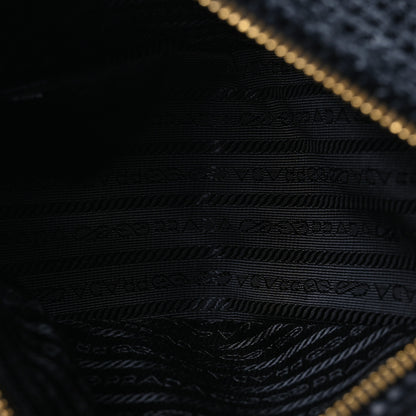 Prada Yarn Raffia Effect Crochet Triangle Shoulder Bag Black 5 of 12