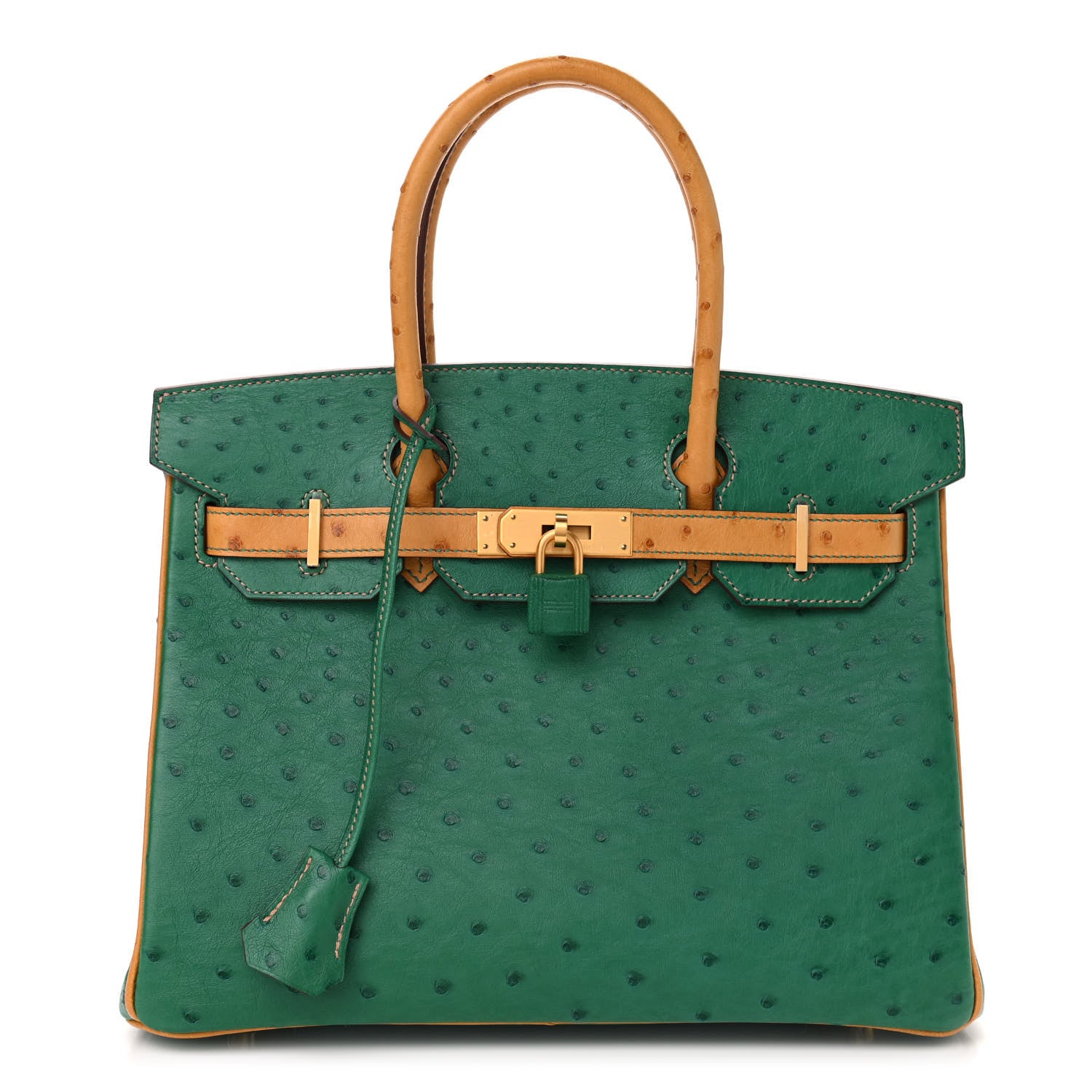 Hermes Ostrich Horseshoe Birkin 30 Vert Vertigo Safran 1 of 10