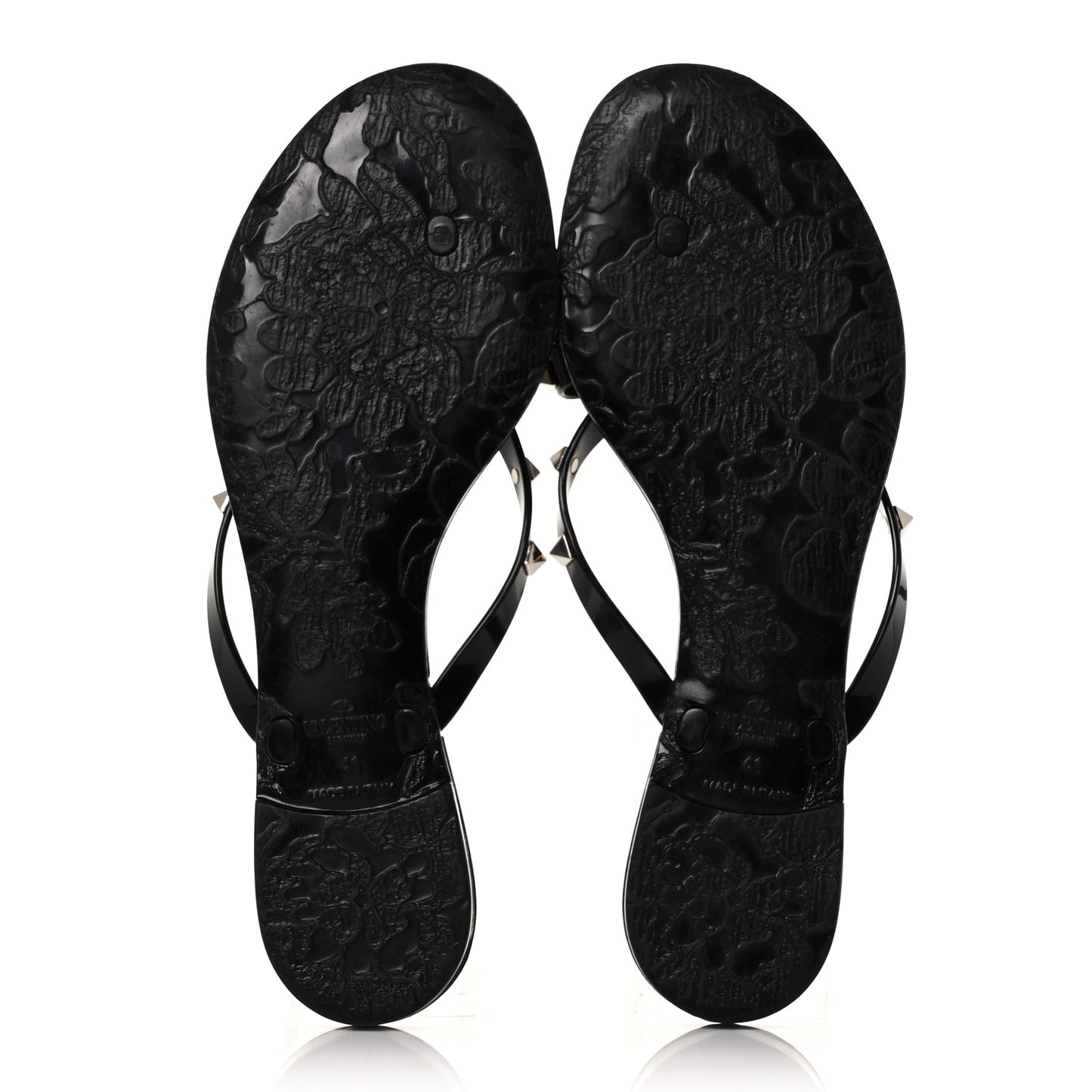 PVC Jelly Rockstud Bow Thong Sandals 41 Black