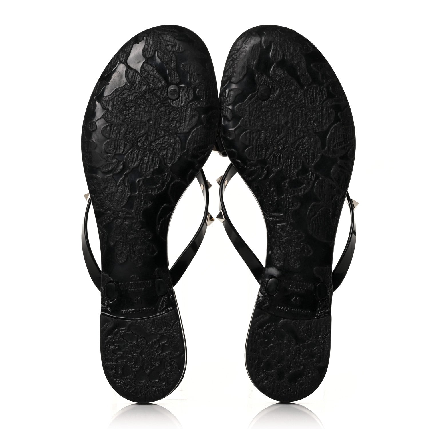 Valentino Garavani PVC Jelly Rockstud Bow Thong Sandals 41 Black 5 of 7