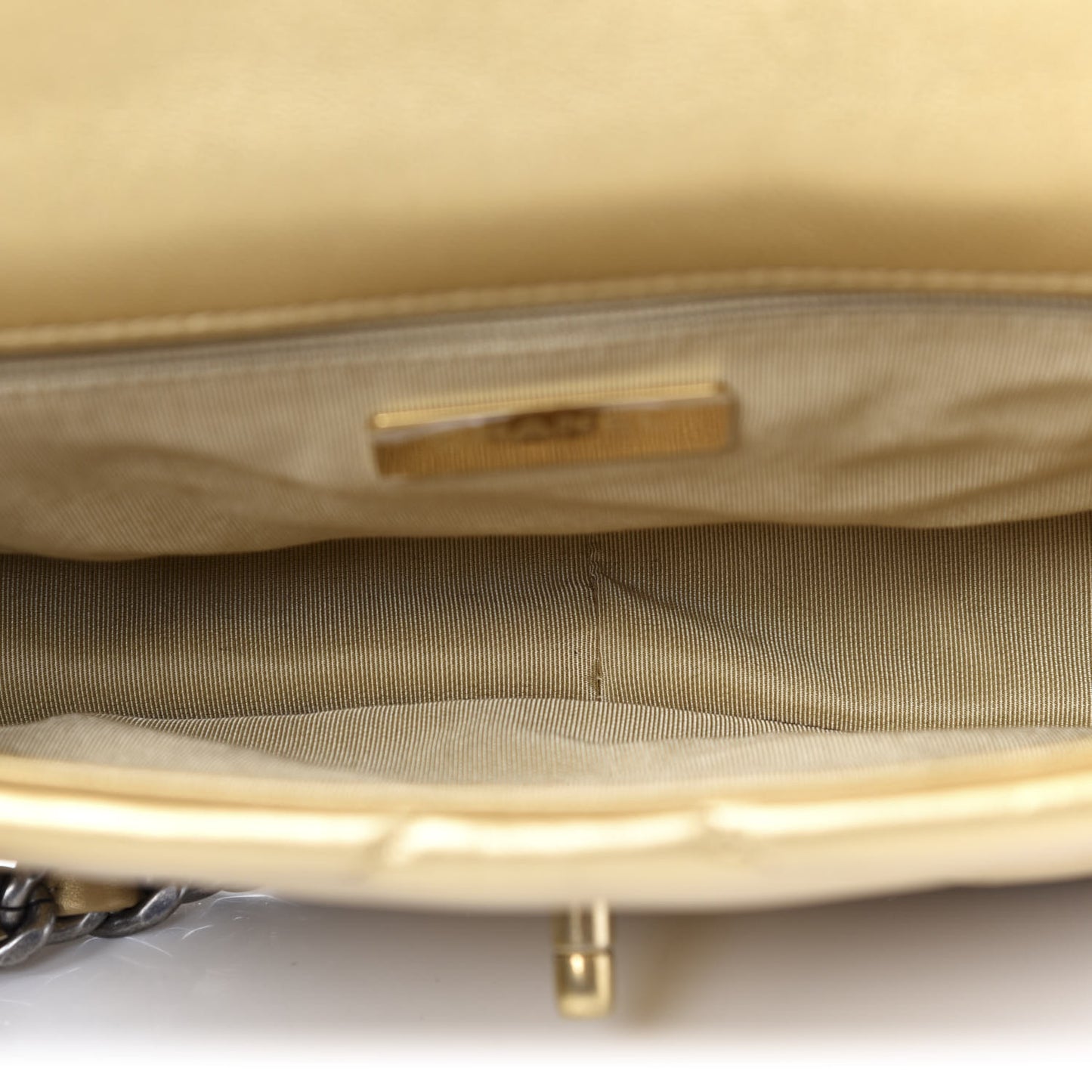 Metallic Goatskin Quilted Medium 19 Flap Gold