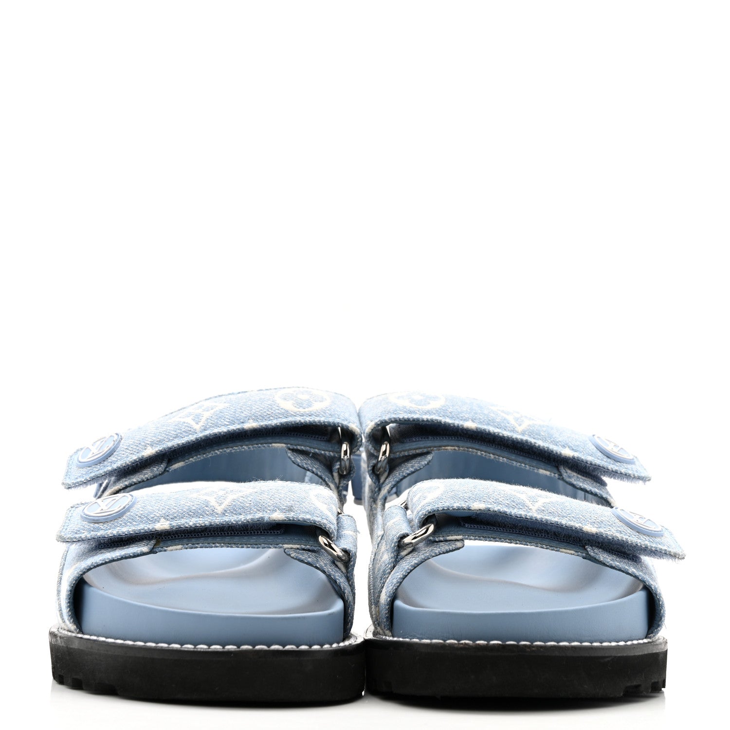Louis Vuitton Monogram Denim Paseo Flat Comfort Sandals 38 Light Blue 3 of 12