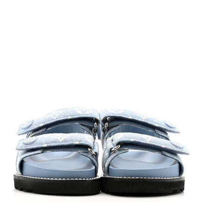 Louis Vuitton Monogram Denim Paseo Flat Comfort Sandals 38 Light Blue 3 of 12
