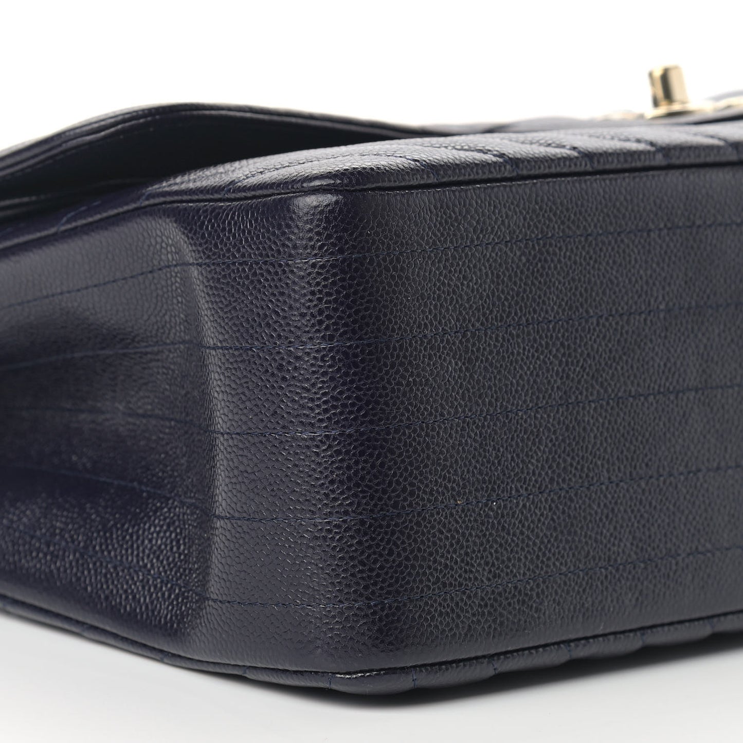 Caviar Chevron Quilted Jumbo Double Flap Navy