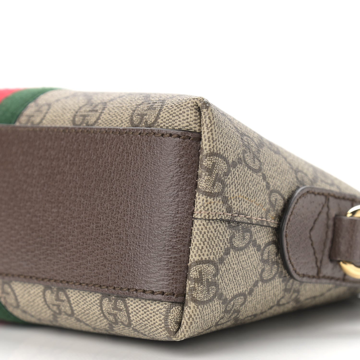 Gucci GG Supreme Monogram Textured Dollar Calfskin Web Small Ophidia Dome Shoulder Bag Beige Ebony New Acero 10 of 10