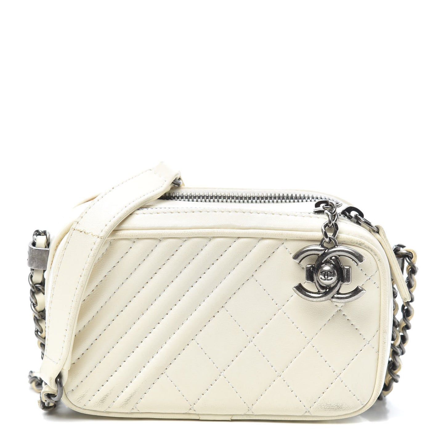 Lambskin Quilted Mini Coco Boy Camera Bag White
