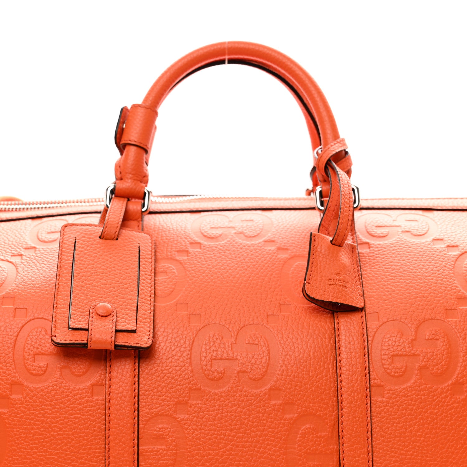 Gucci Piuma Calfskin Jumbo GG Embossed Large Duffle Bag Good Orange 4 of 8