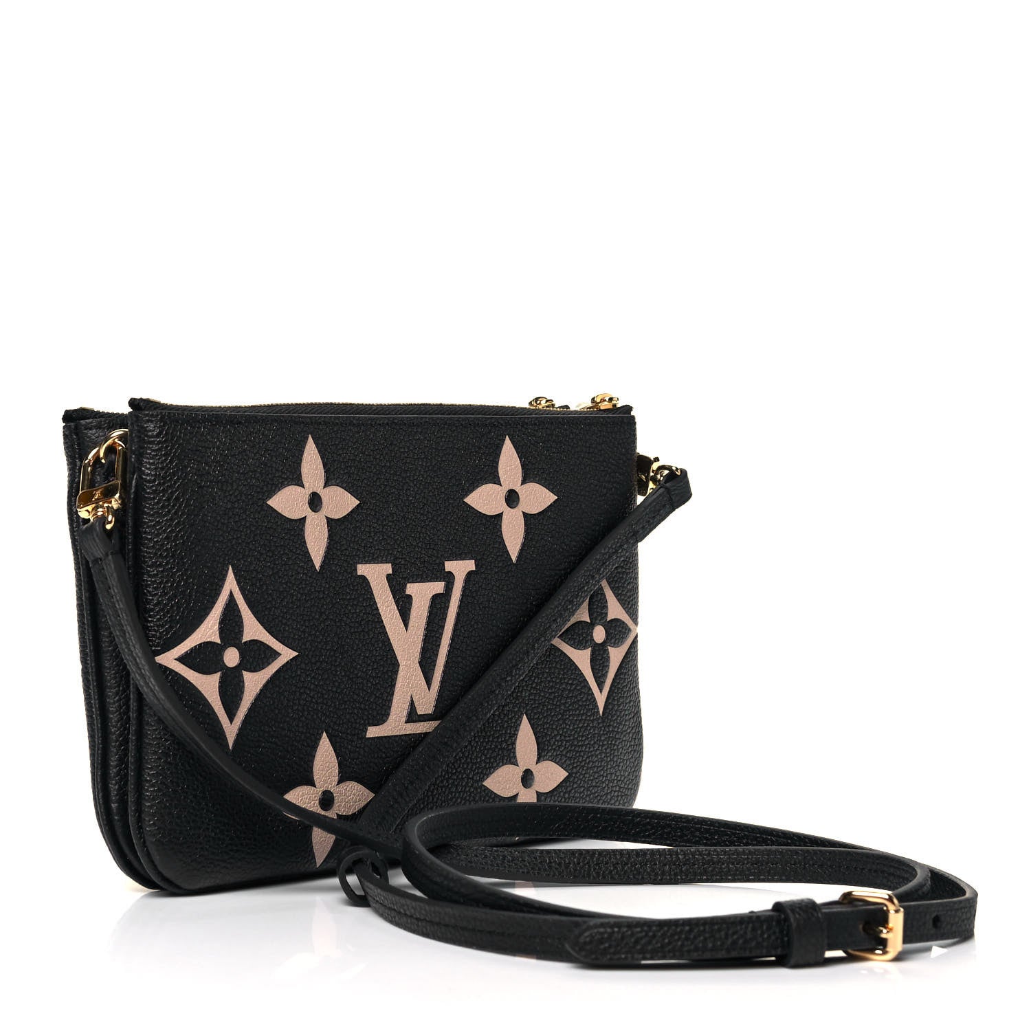 Louis Vuitton Empreinte Monogram Giant Double Zip Pochette Black Cream 3 of 8