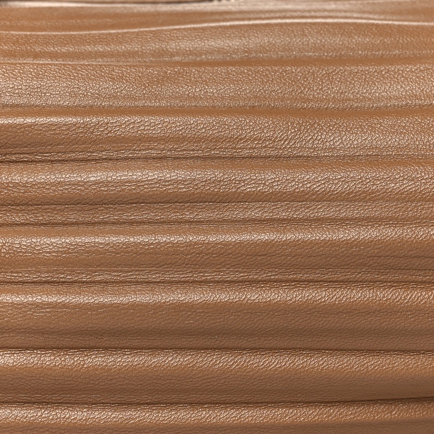 Lambskin Pleated Bracelet Pouch Shoulder Bag Brown