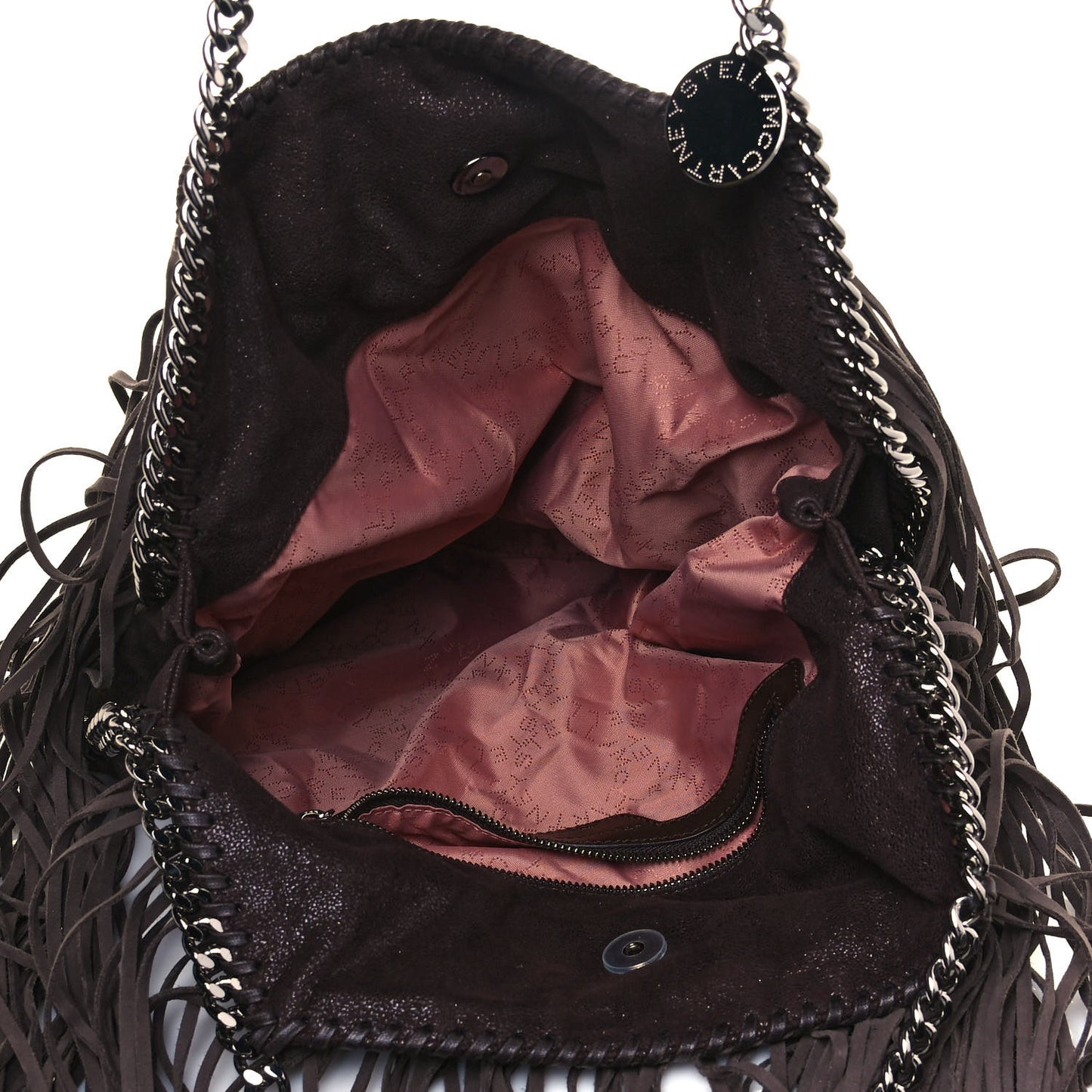 Shaggy Deer Fringe Falabella Tote Brown