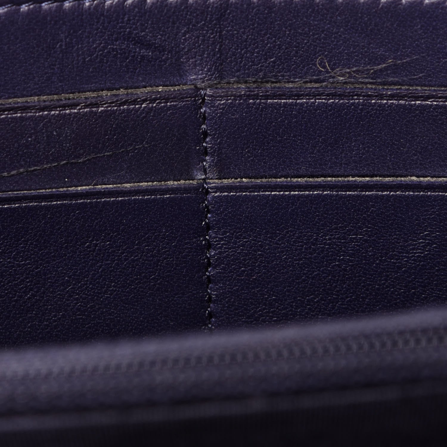 Chanel Woven Lambskin Quilted Large Zip Around Wallet Navy 13 of 14