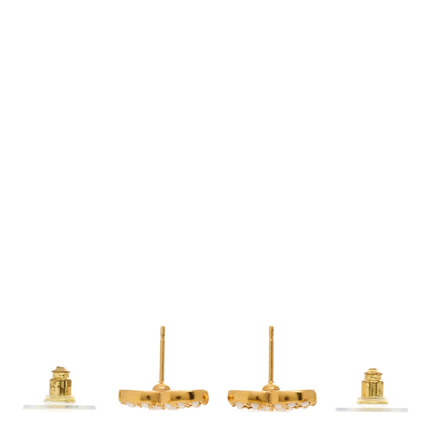 Pearl Studded CC Earrings Gold