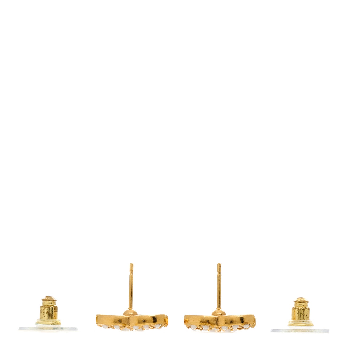 Chanel Pearl Studded CC Earrings Gold 3 of 5