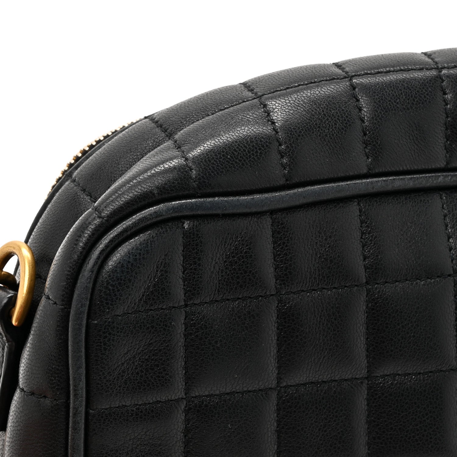 Saint Laurent Lambskin Carre Quilted Cassandre Mini Camera Bag Black 17 of 17