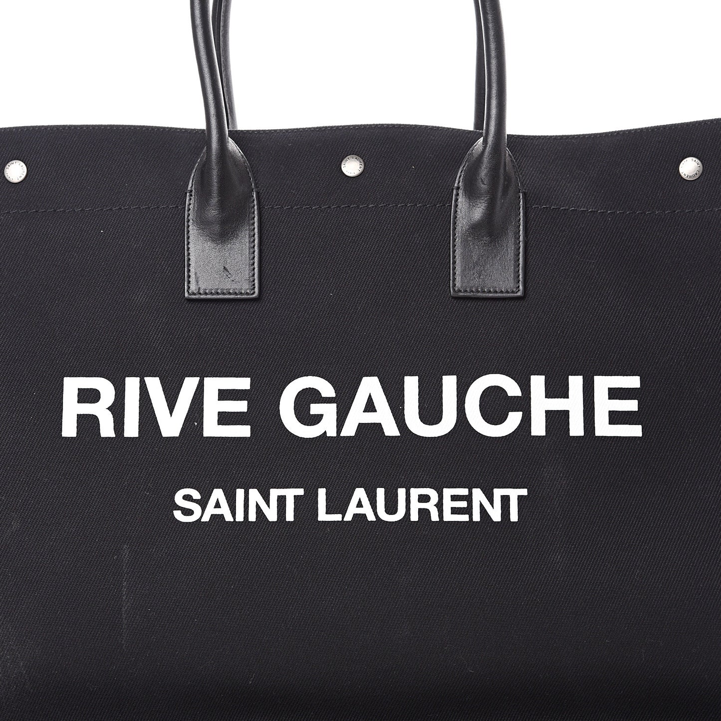 Linen Calfskin Rive Gauche Tote Black