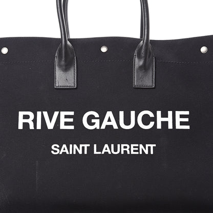 Saint Laurent Linen Calfskin Rive Gauche Tote Black 7 of 11