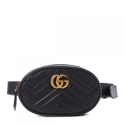Gucci Calfskin Matelasse GG Marmont Belt Bag 85 34 Black 1 of 9