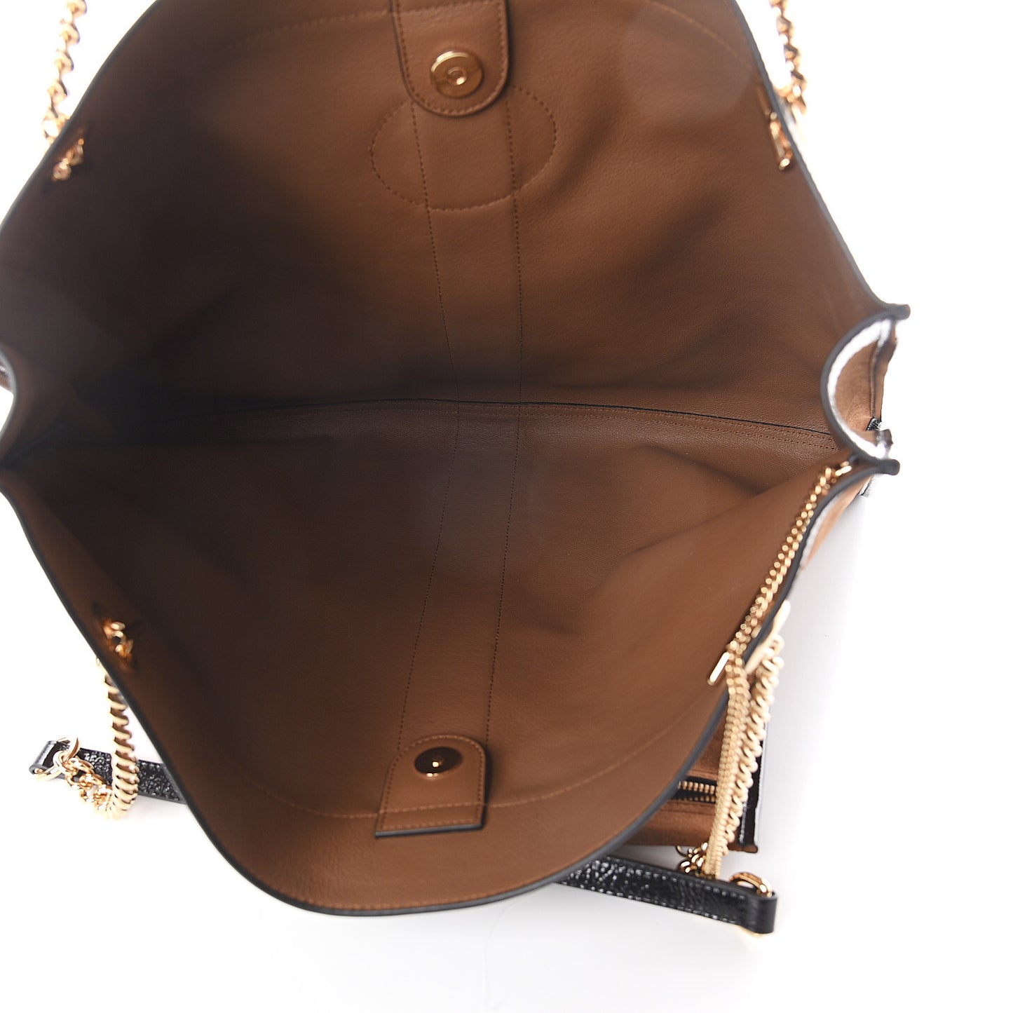 Suede Patent Large Rajah Chain Tote Nocciola Black