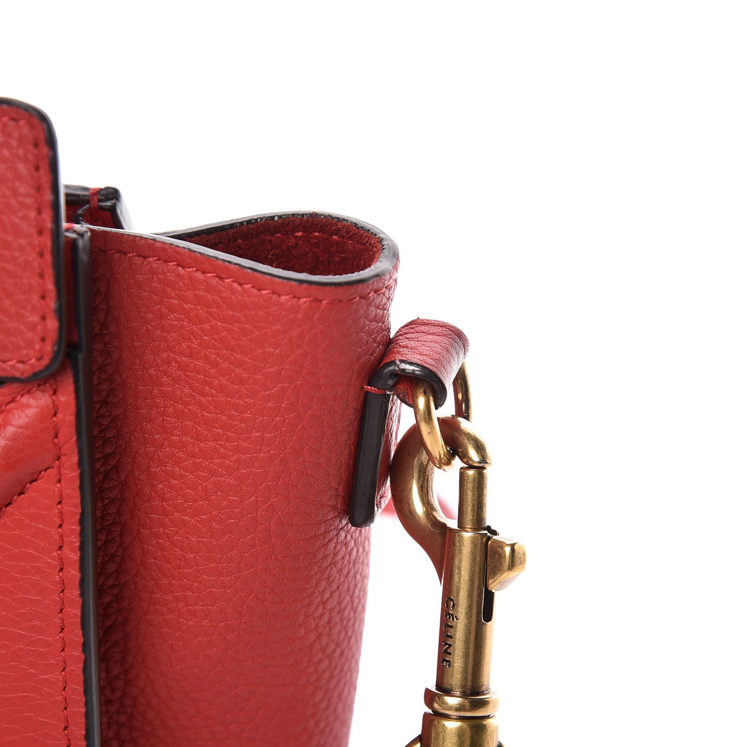 Celine Drummed Calfskin Nano Luggage Red 12 of 21