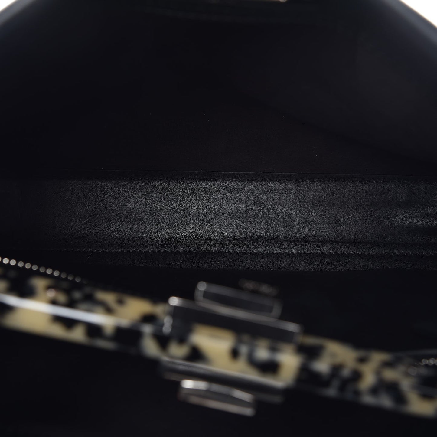 Vitello Dolce Shiny Nappa Plexglass Granite Medium Peekaboo Iconic Satchel Black
