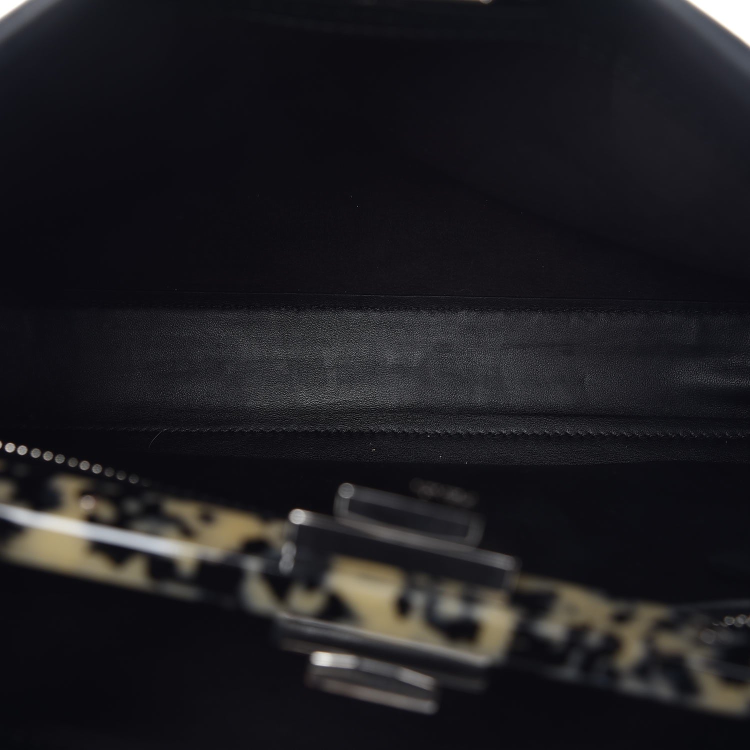 Fendi Vitello Dolce Shiny Nappa Plexglass Granite Medium Peekaboo Iconic Satchel Black 6 of 9