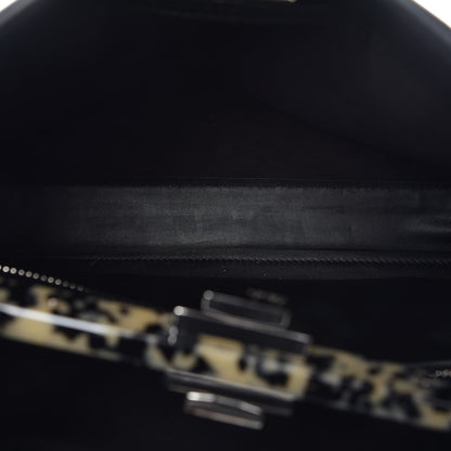 Fendi Vitello Dolce Shiny Nappa Plexglass Granite Medium Peekaboo Iconic Satchel Black 6 of 9