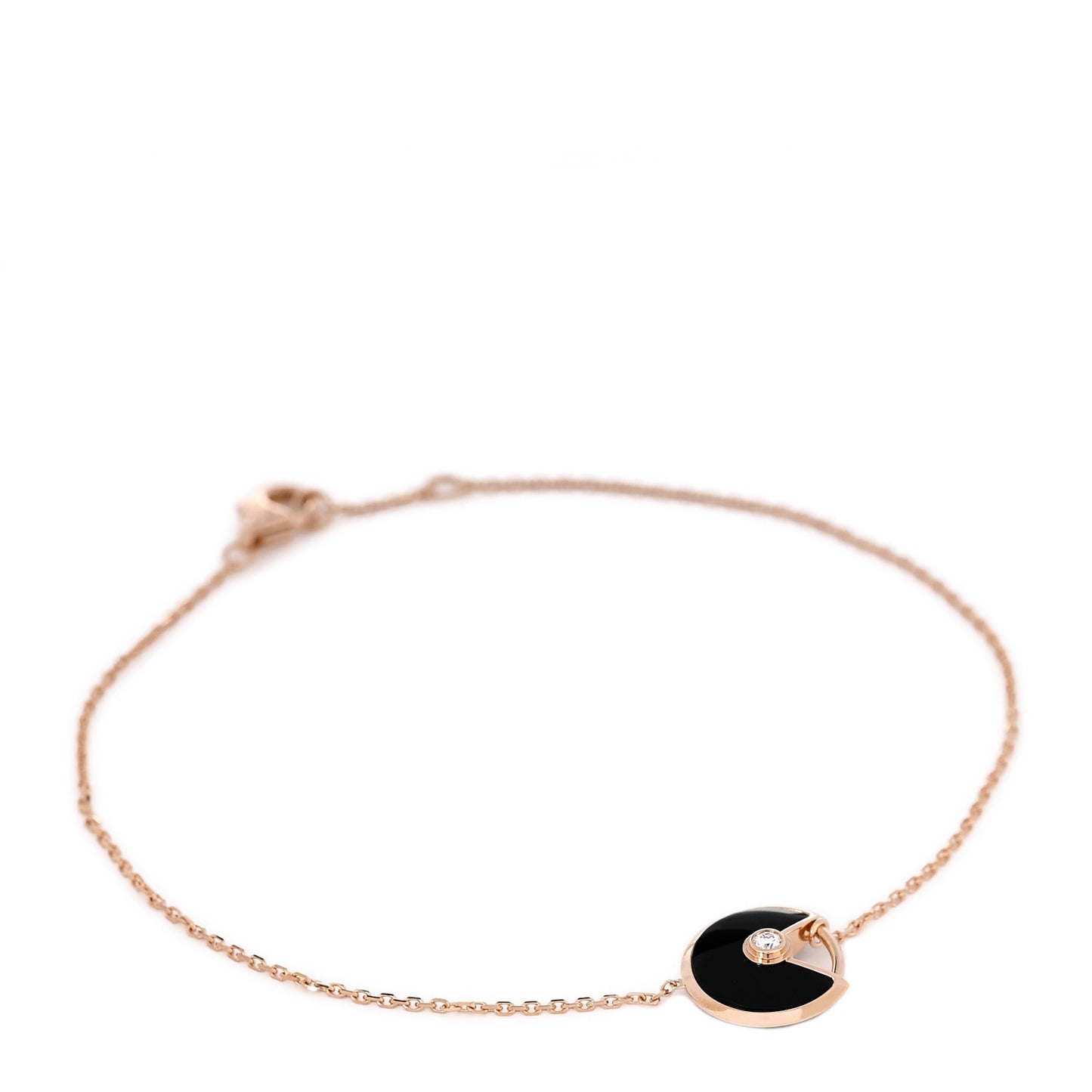 18K Pink Gold Diamond Black Onyx Amulette de Cartier Bracelet