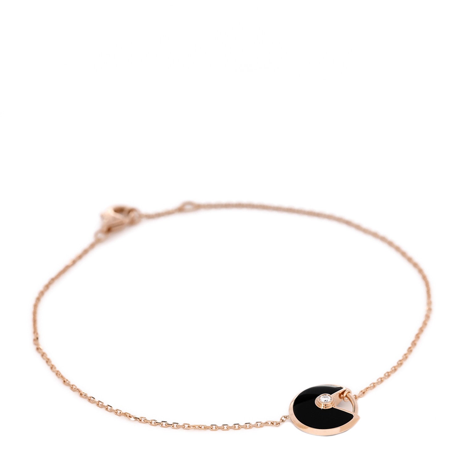 Cartier 18K Pink Gold Diamond Black Onyx Amulette de Cartier Bracelet 1 of 5