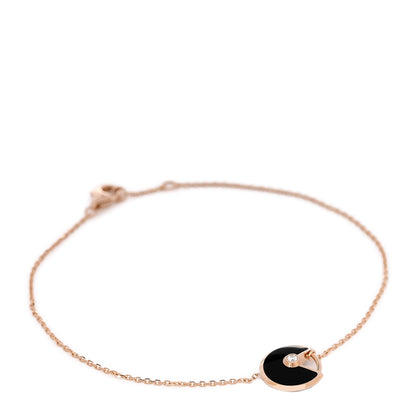 Cartier 18K Pink Gold Diamond Black Onyx Amulette de Cartier Bracelet 1 of 5