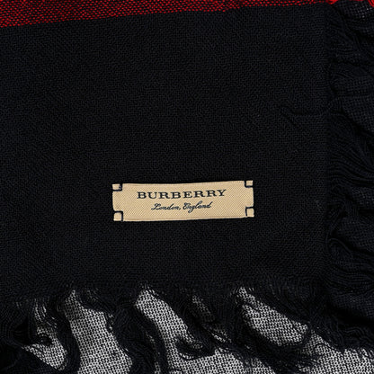 Burberry Merino Wool Check Square Scarf Navy 3 of 4