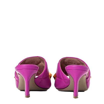 Valentino Garavani Nappa Quilted Roman Stud 65mm Slide Sandals 37.5 Radiant Orchid 5 of 9