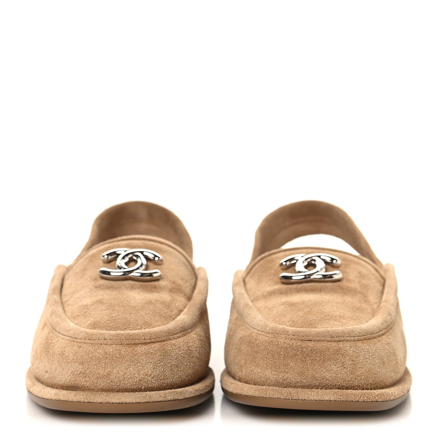 Suede Calfskin CC Slingback Loafers 35 Dark Beige