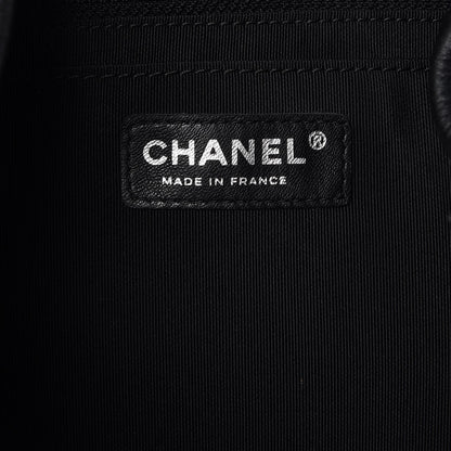 Chanel Deerskin Chevron Large CC Chain Bucket Drawstring Bag Black 6 of 9