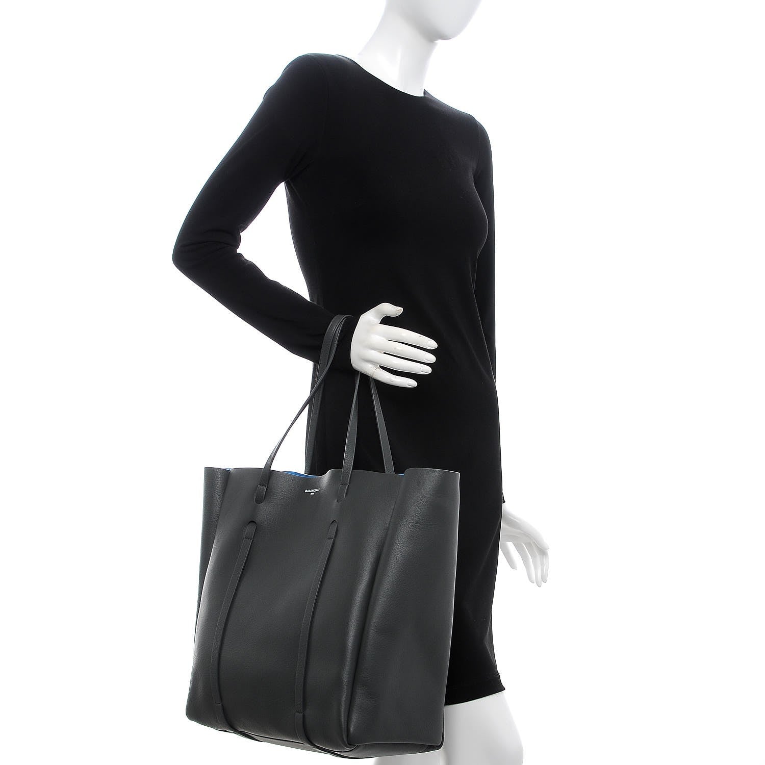 Balenciaga Veau Baltimore Double Sided Medium Everyday Tote Gris Fossile Bleu Turquoise 2 of 9