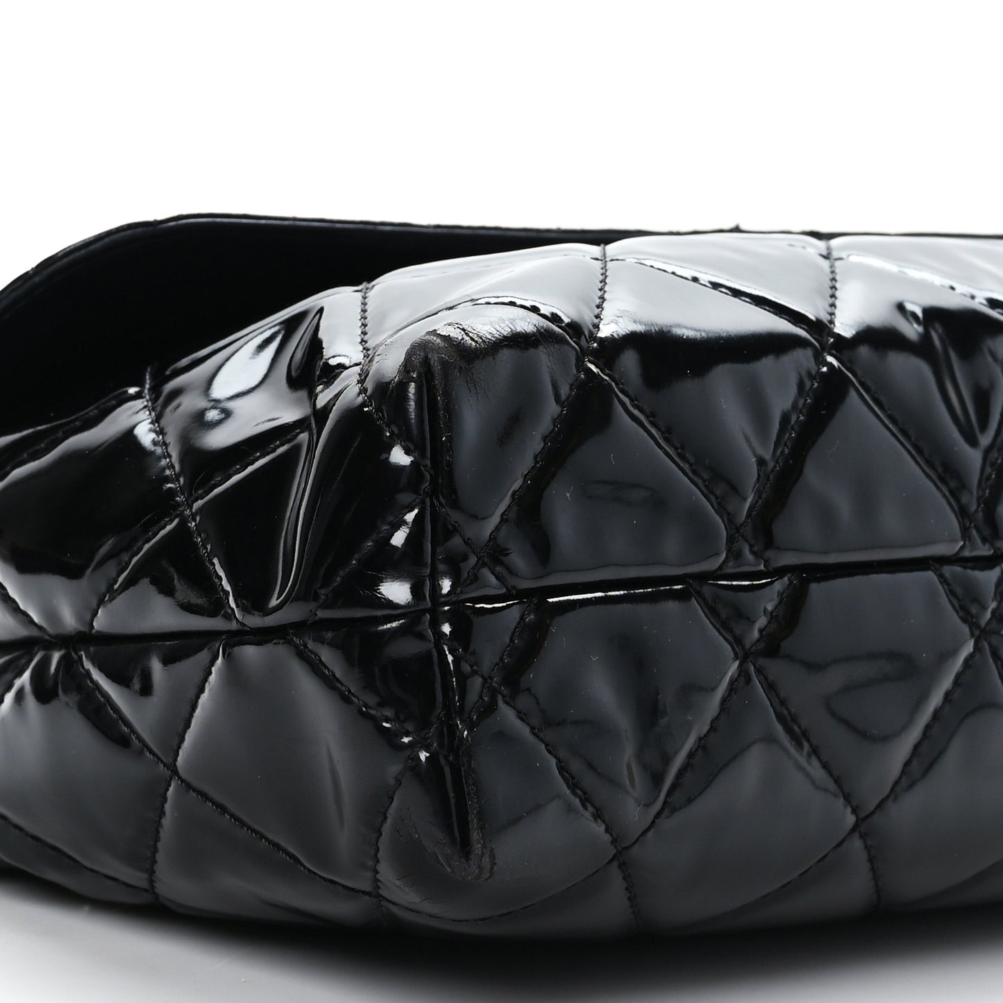 Vinyl Quilted In the Business Flap Bag Black