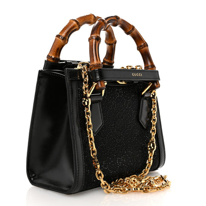 Gucci New Canvas Charisma Calfskin Crystal GG Monogram Mini Diana Tote Black 3 of 9
