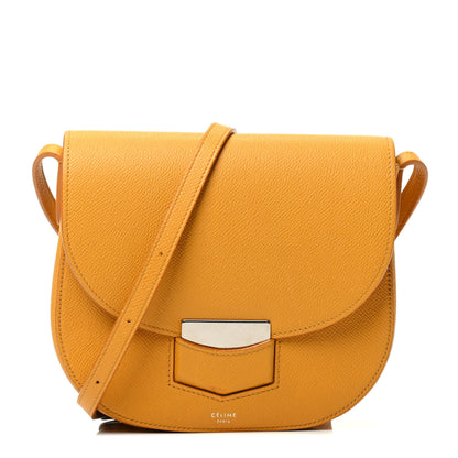 Celine Grained Calfskin Small Trotteur Saffron 1 of 4