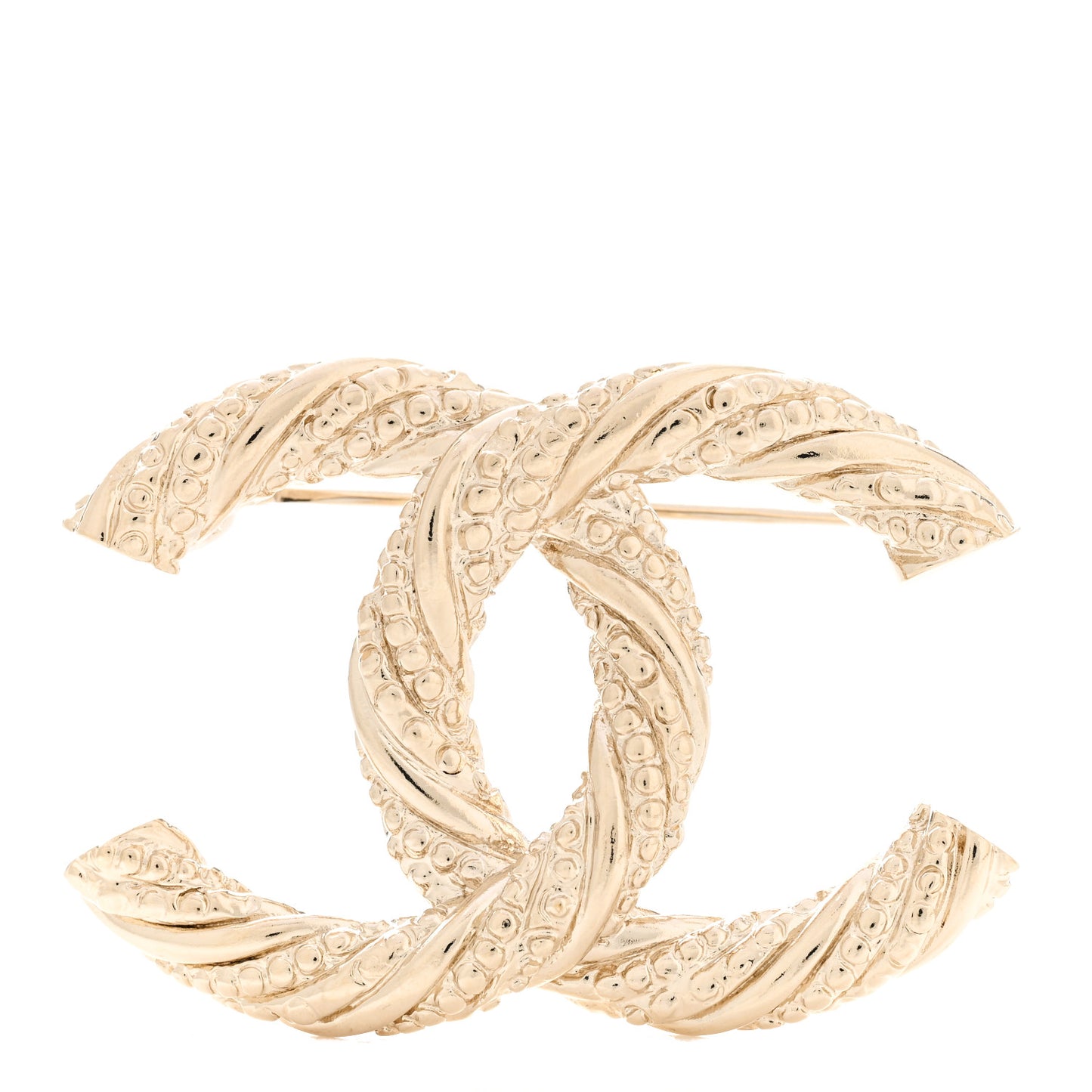 Crystal Twisted CC Brooch Light Gold