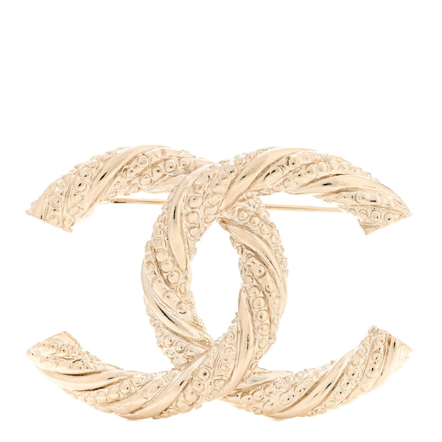 Chanel Crystal Twisted CC Brooch Light Gold 1 of 4