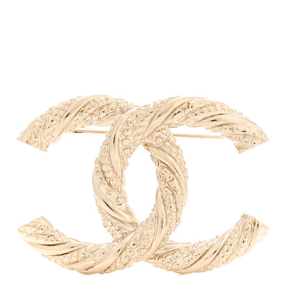 Chanel Crystal Twisted CC Brooch Light Gold 1 of 4