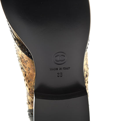 Chanel Fantasy Patent Calfskin Lace Up Oxfords 38 Gold Black 6 of 8