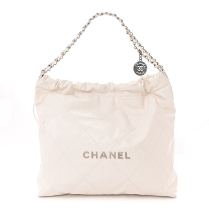 Chanel Shiny Calfskin Quilted Small Chanel 22 White 1 of 14