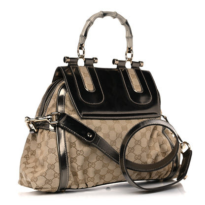 Gucci Monogram Large Pop Bamboo Top Handle Tote Pewter 2 of 15