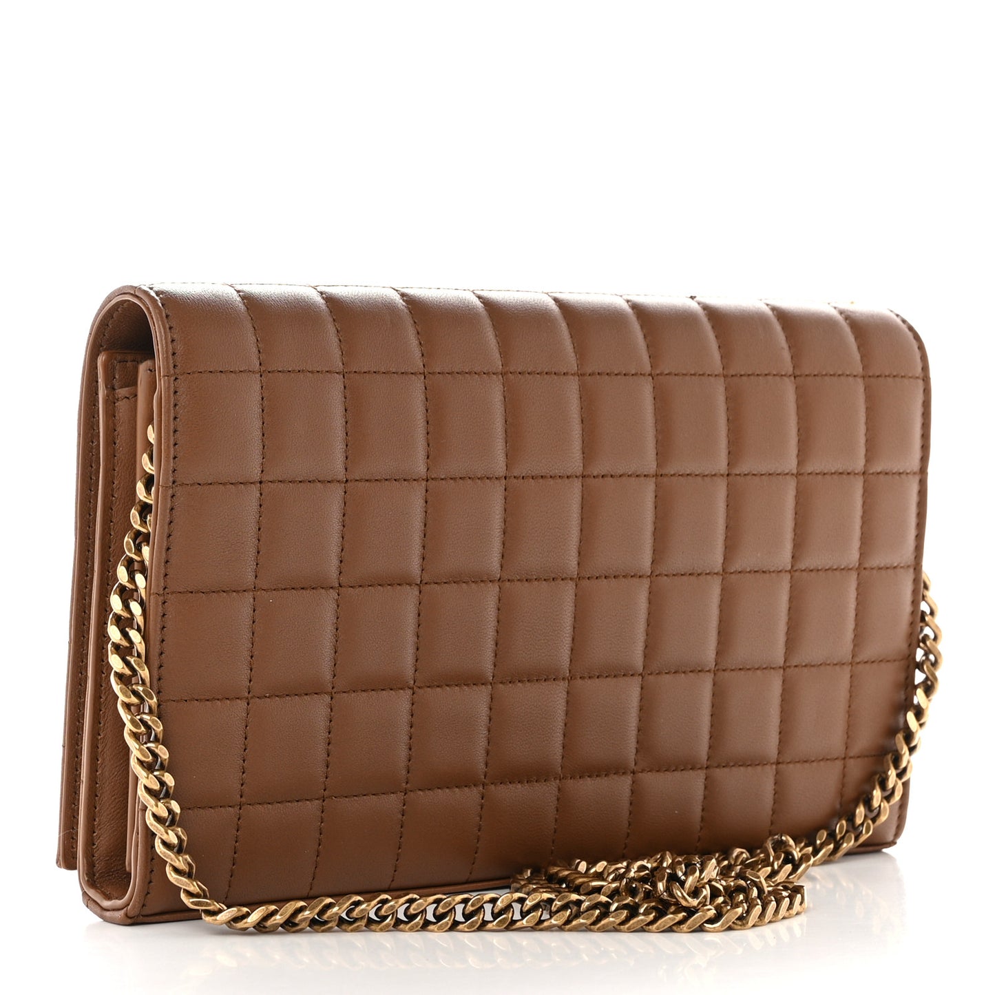Lambskin Carre Quilted Cassandre Chain Wallet Brown